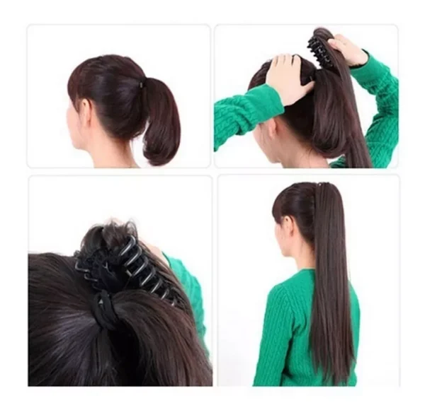 Aplique Liso Pretoorgânico 150g Rabo Premium Cavalo 70cm - Imagem 4