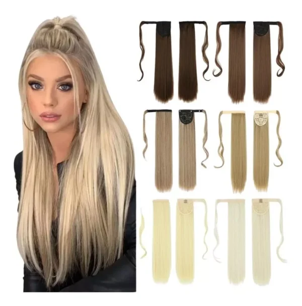 Cabelo Ondulado Castanho Escuro Rabo De Cavalo 150g Aplique - Imagem 7