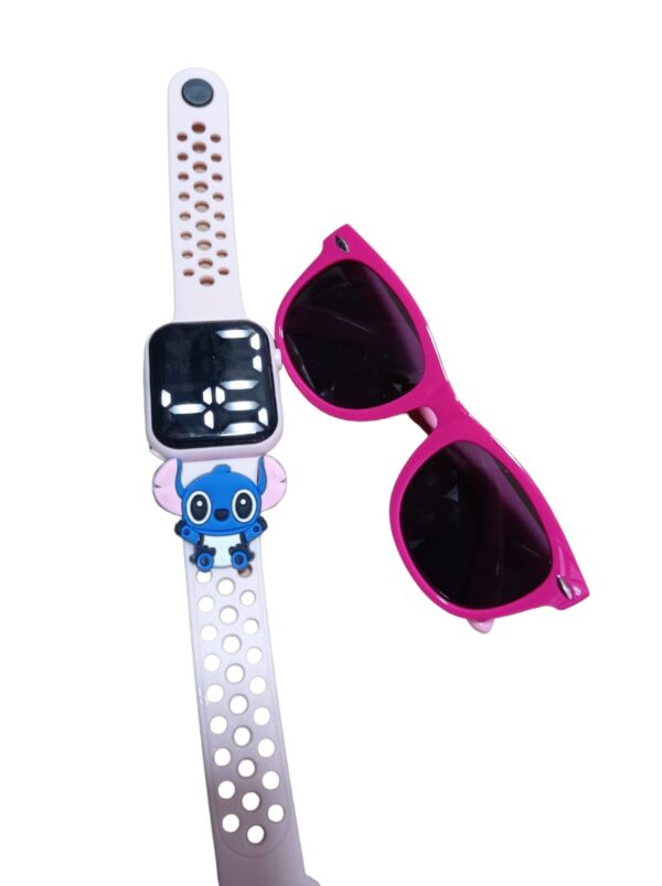 Lilo Stitch Reloginho Mais Oculos De Sol Rosa - Imagem 5