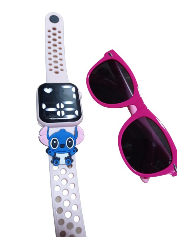 Lilo Stitch Reloginho Mais Oculos De Sol Rosa - Imagem 4